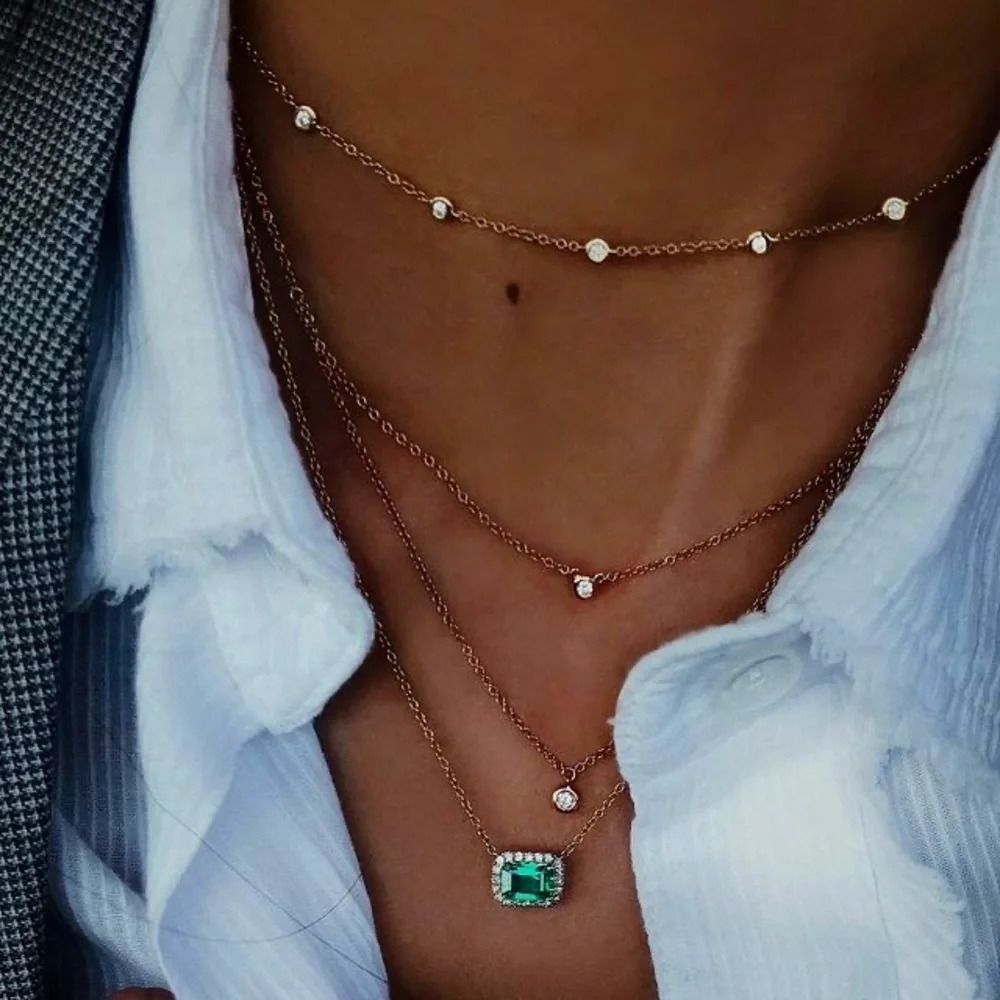 New Gold Color Crystal Pendant Necklaces For Women